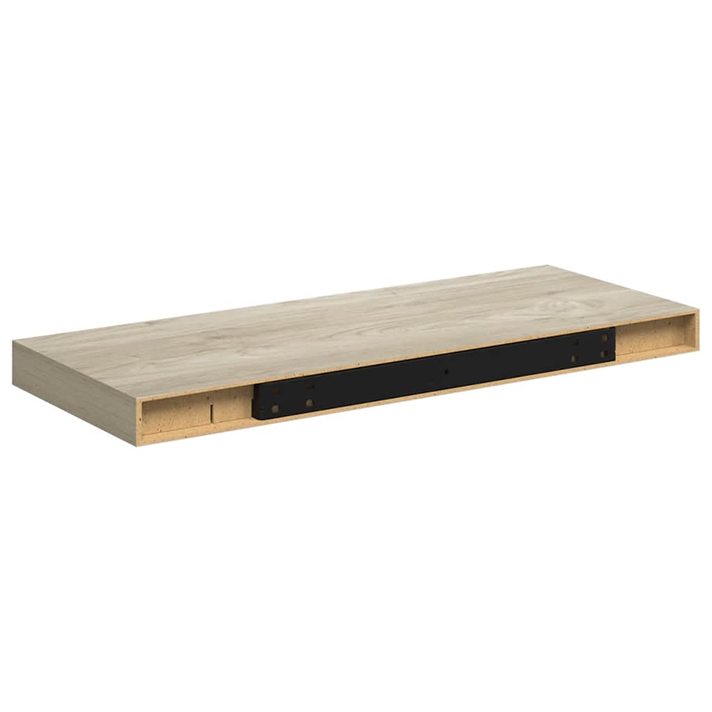 Plutajuće zidne police 2 kom boja hrasta 60 x 23,5 x 3,8 cm MDF