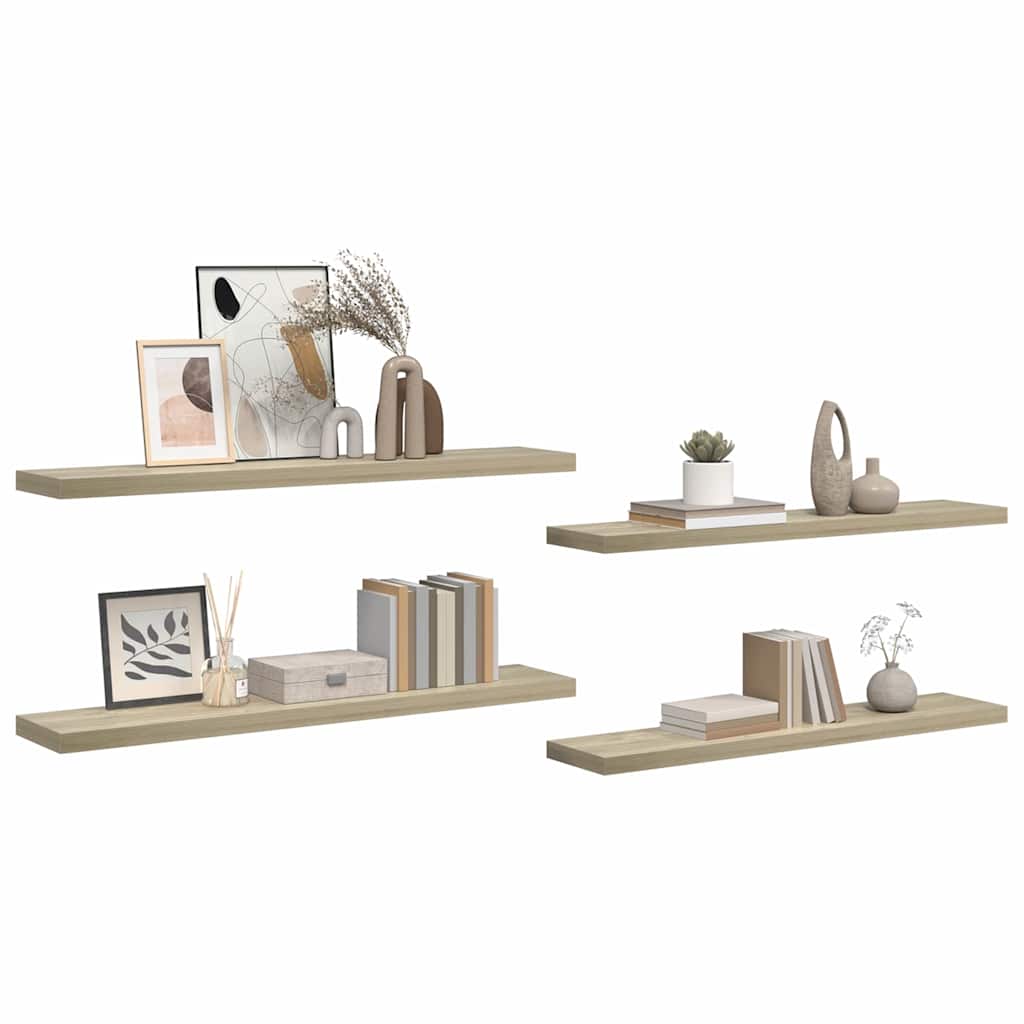 Plutajuće zidne police 4 kom boja hrasta 120x23,5x3,8 cm MDF