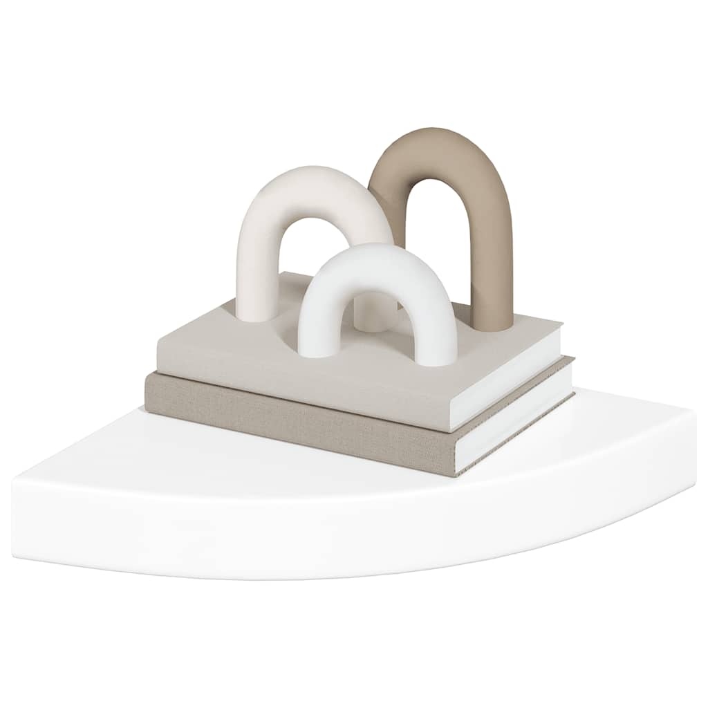 Plutajuća kutna polica visoki sjaj bijela 25x25x3,8 cm MDF