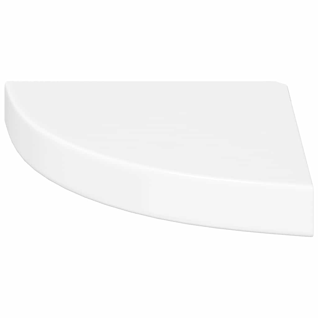 Plutajuće kutne police 2 kom. visoki sjaj bijele 25x25x3,8 cm MDF