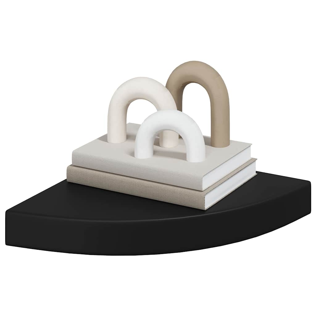 Plutajuće kutne police 4 kom crne 25 x 25 x 3,8 cm MDF
