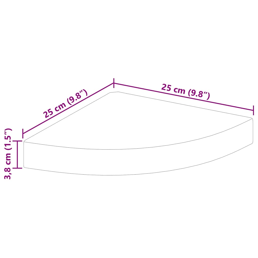 Plutajuće kutne police 4 kom crne 25 x 25 x 3,8 cm MDF