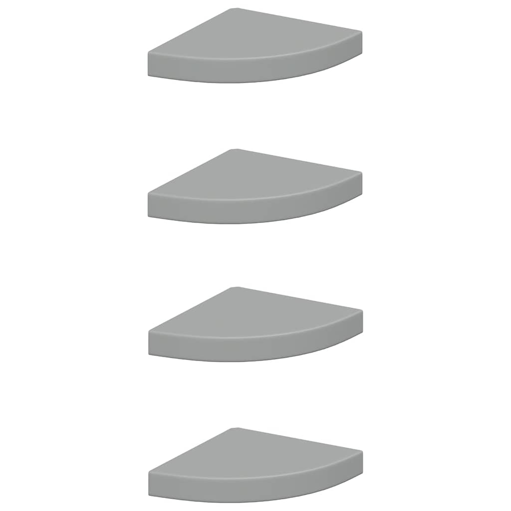 Plutajuće kutne police 4 kom sive 25 x 25 x 3,8 cm MDF
