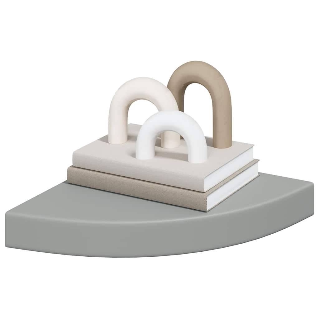 Plutajuće kutne police 4 kom sive 25 x 25 x 3,8 cm MDF