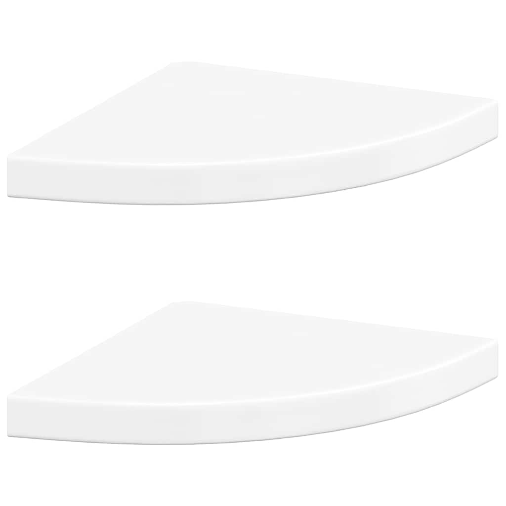 Plutajuće kutne police 2 kom sjajne bijele 35 x 35 x 3,8 cm MDF