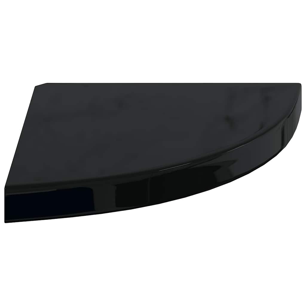 Plutajuća kutna polica visoki sjaj crna 35 x 35 x 3,8 cm MDF