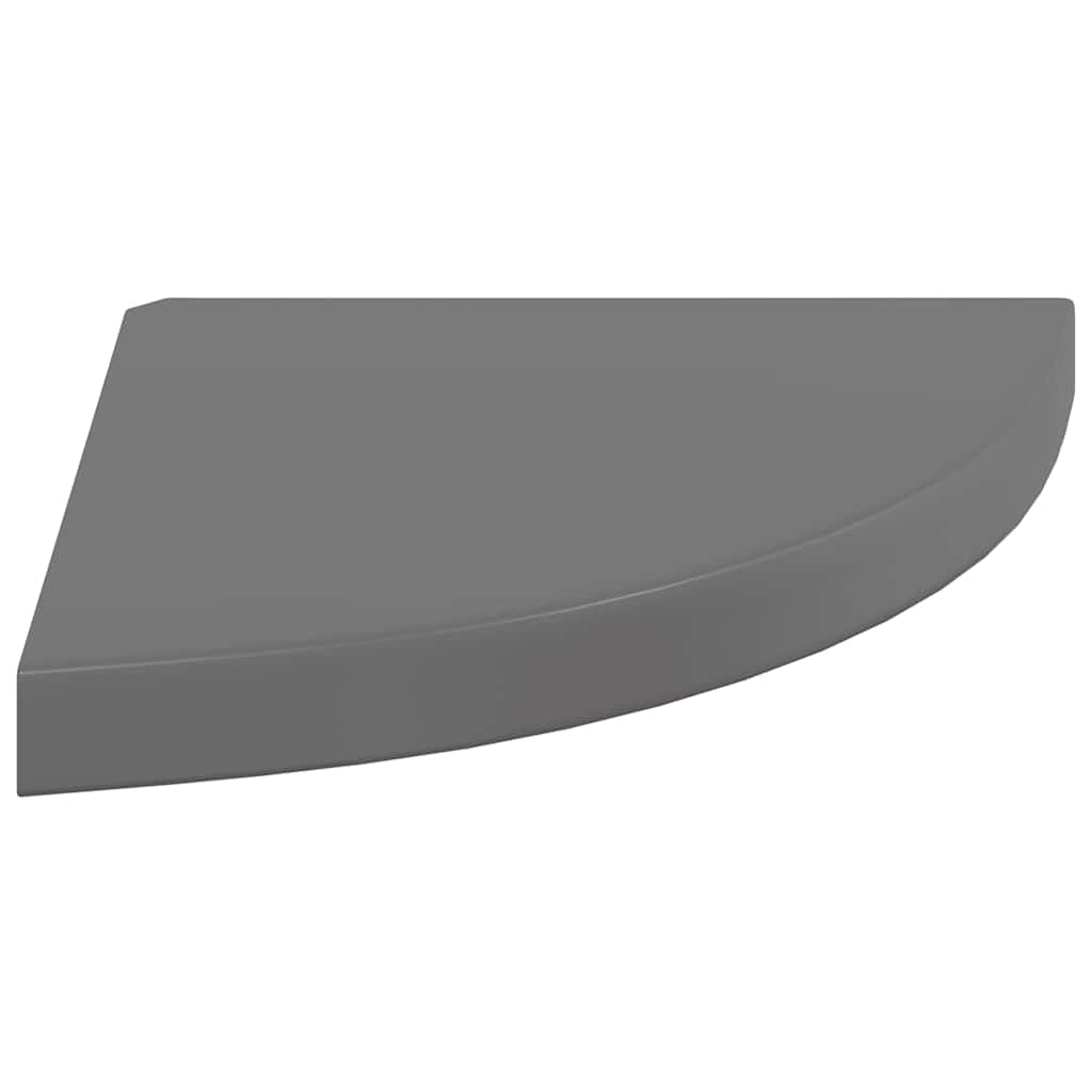 Plutajuće kutne police 4 kom sjajne sive 35 x 35 x 3,8 cm MDF