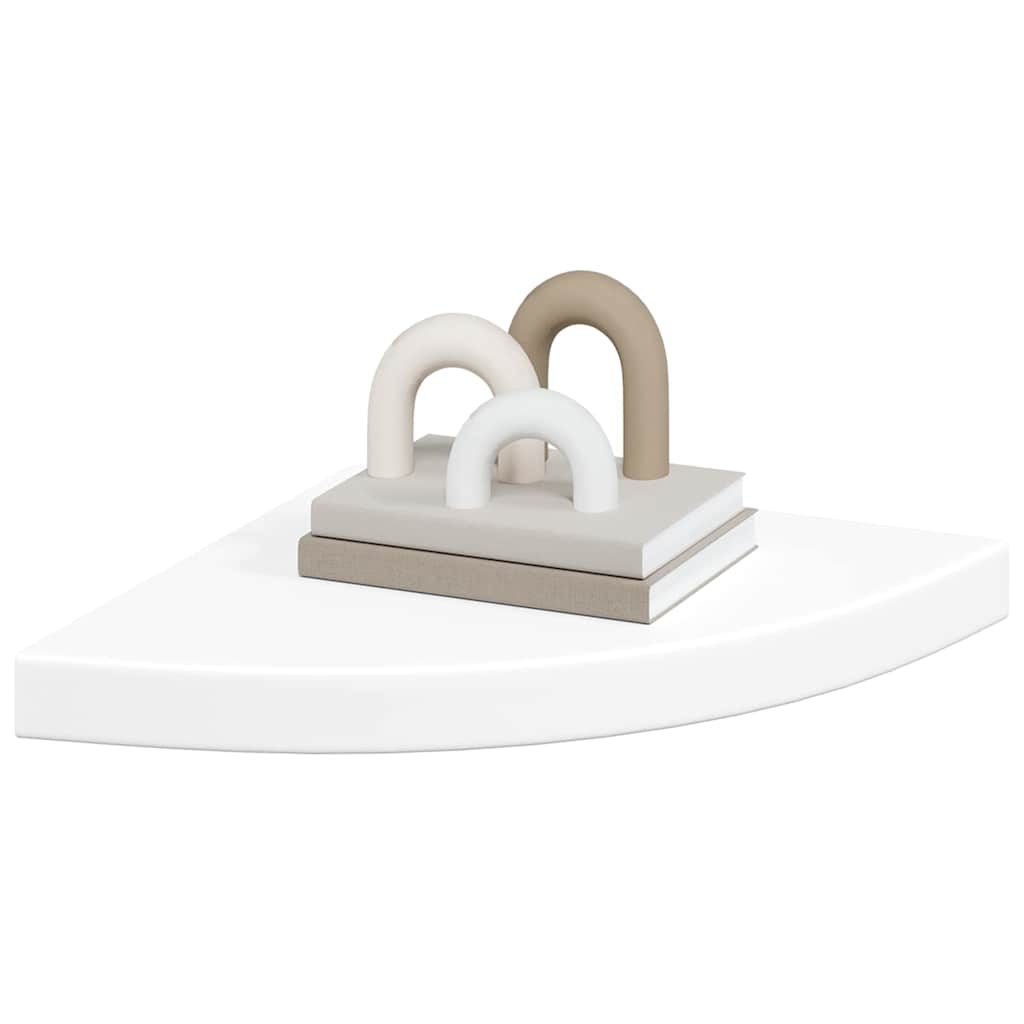 Plutajuće kutne police 2 kom Bijele 35x35x3,8 cm MDF
