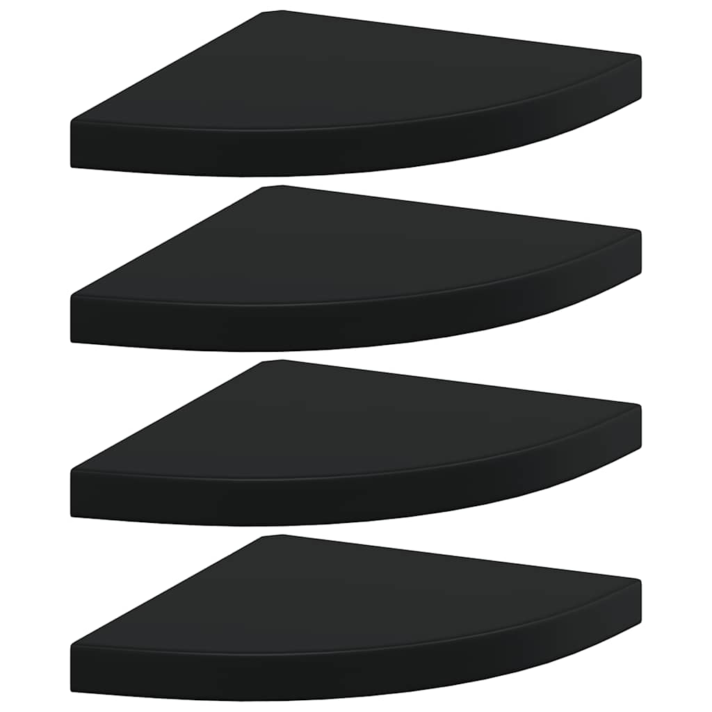 Plutajuće kutne police 4 kom crne 35 x 35 x 3,8 cm MDF