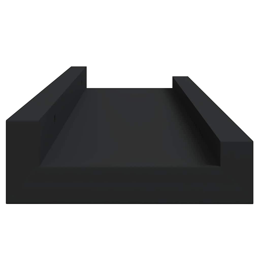 Zidne police za fotografije 2 kom crne 40 x 9 x 3 cm MDF