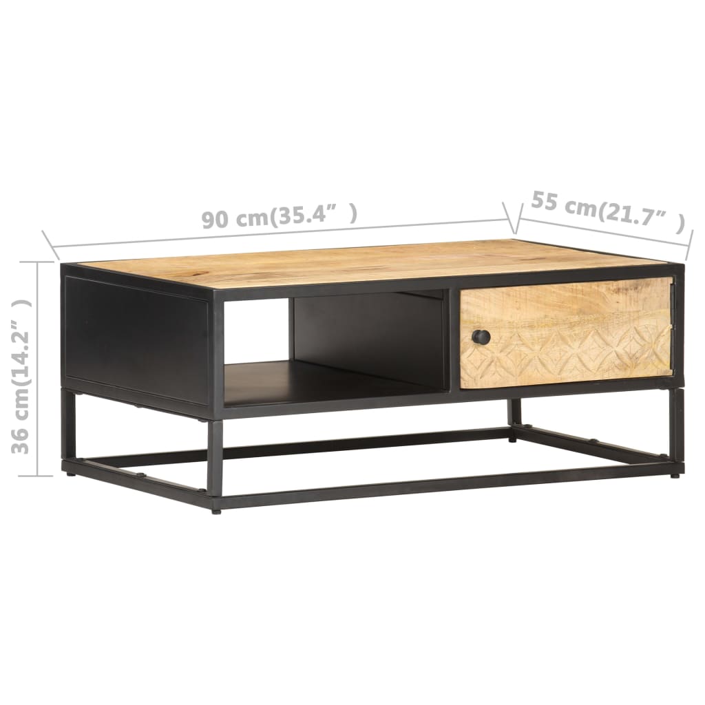 Stolić za kavu s izrezbarenim vratima 90x55x36 cm drvo manga