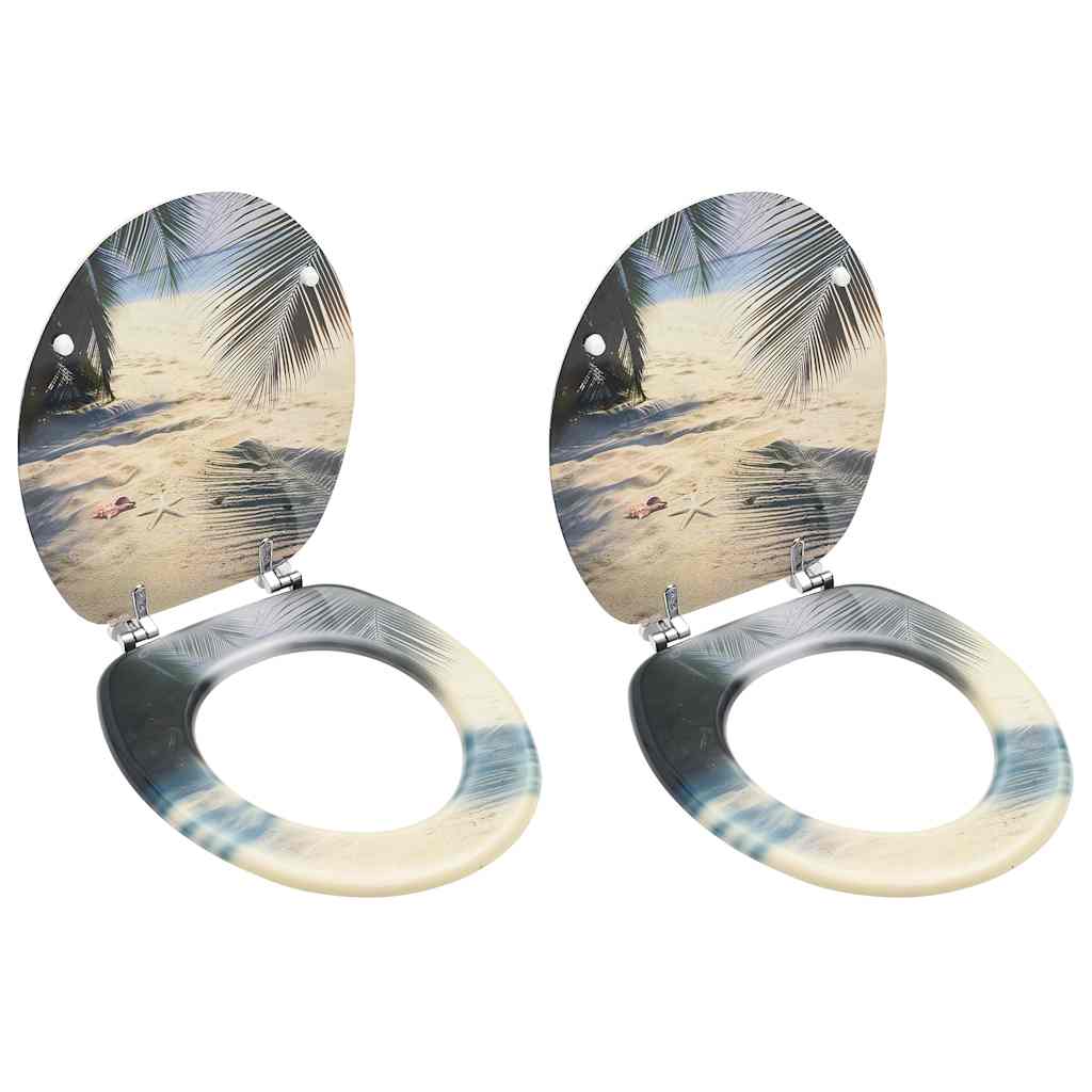 Toaletne daske s poklopcem 2 kom MDF s uzorkom plaže