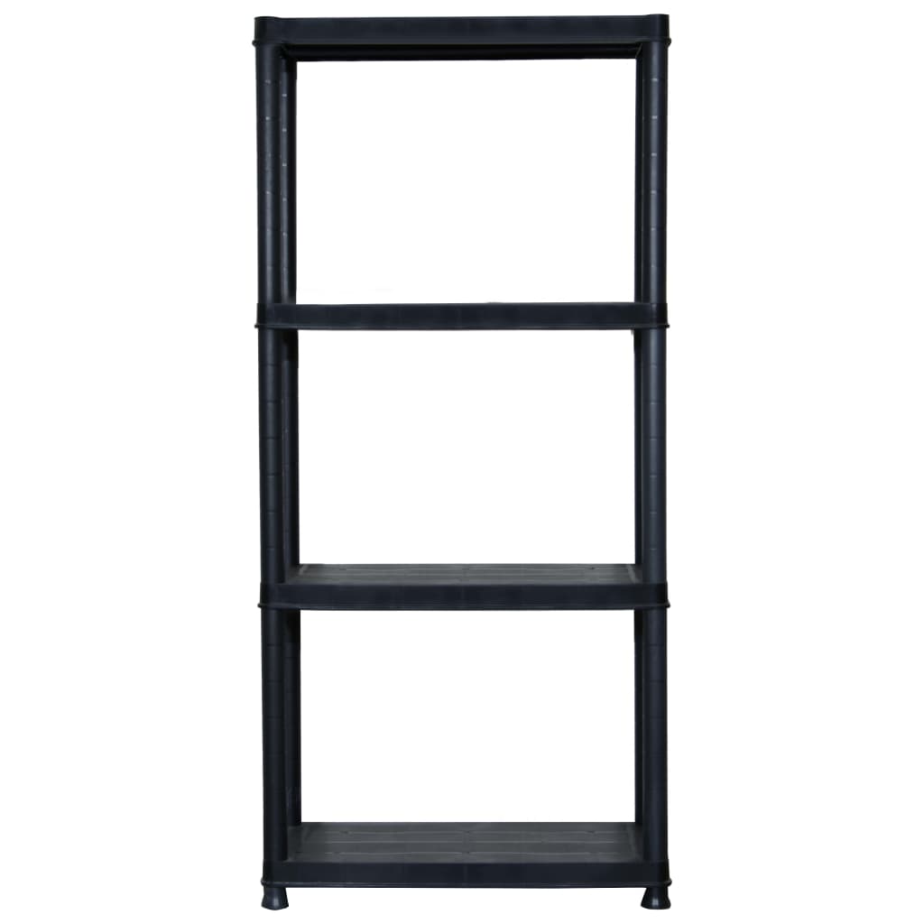 Police za pohranu s 4 razine crne 61 x 30,5 x 130 cm plastične