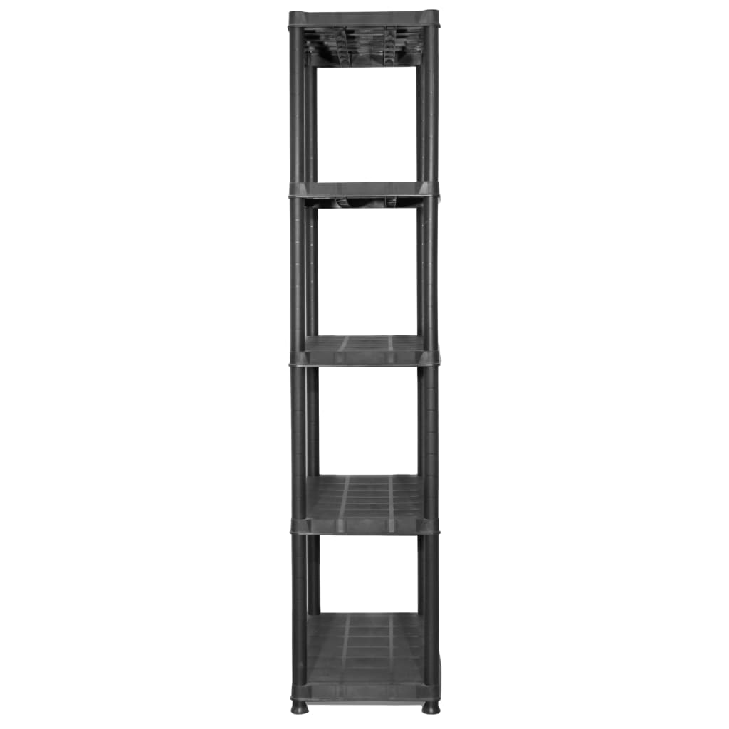 Police za pohranu s 5 razina crne 71 x 38 x 170 cm plastične