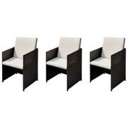 Vrtne stolice 3 pcs Smeđa 56 x 52 x 87 cm Poli ratan