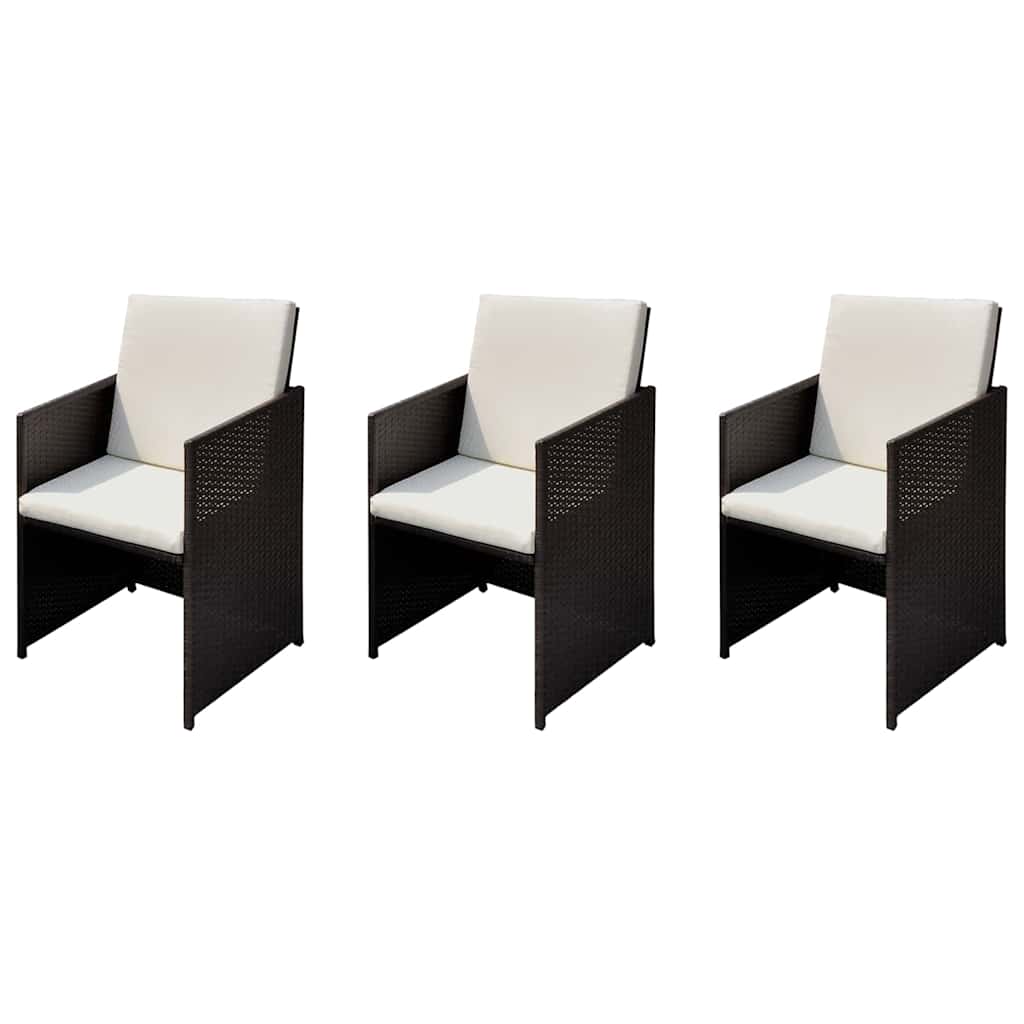 Vrtne stolice 3 pcs Smeđa 56 x 52 x 87 cm Poli ratan
