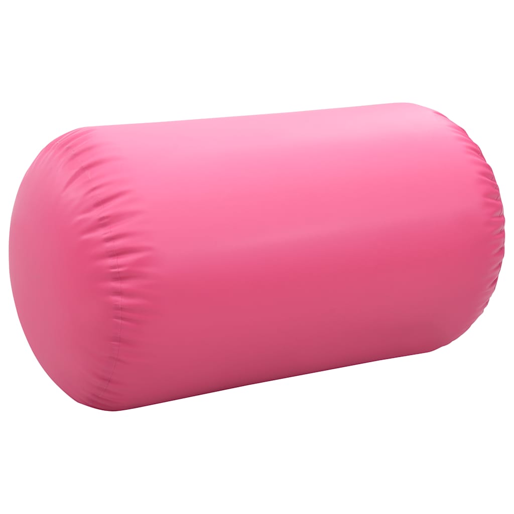 Gimnastički valjak na napuhavanje s crpkom 100x60 cm PVC rozi