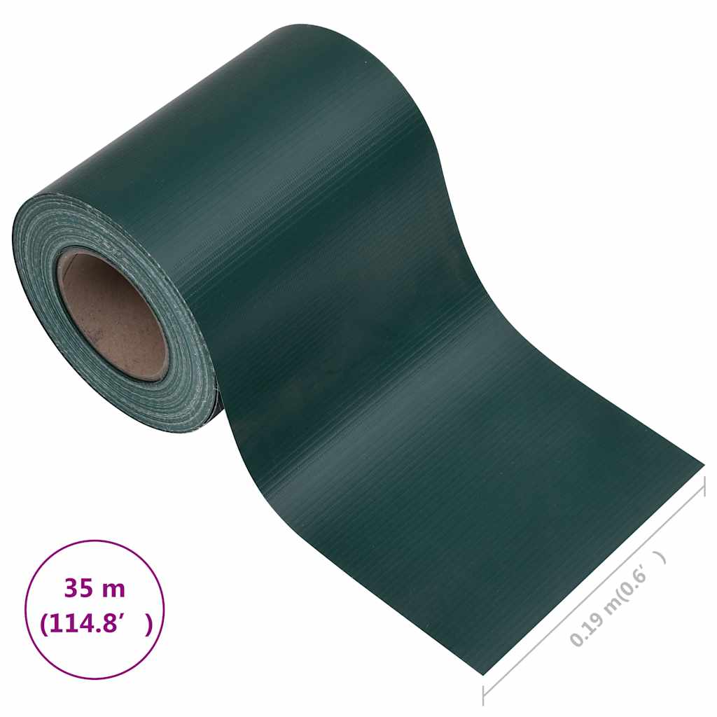 Vrtni zaslon za privatnost PVC 35 x 0,19 m mat zeleni