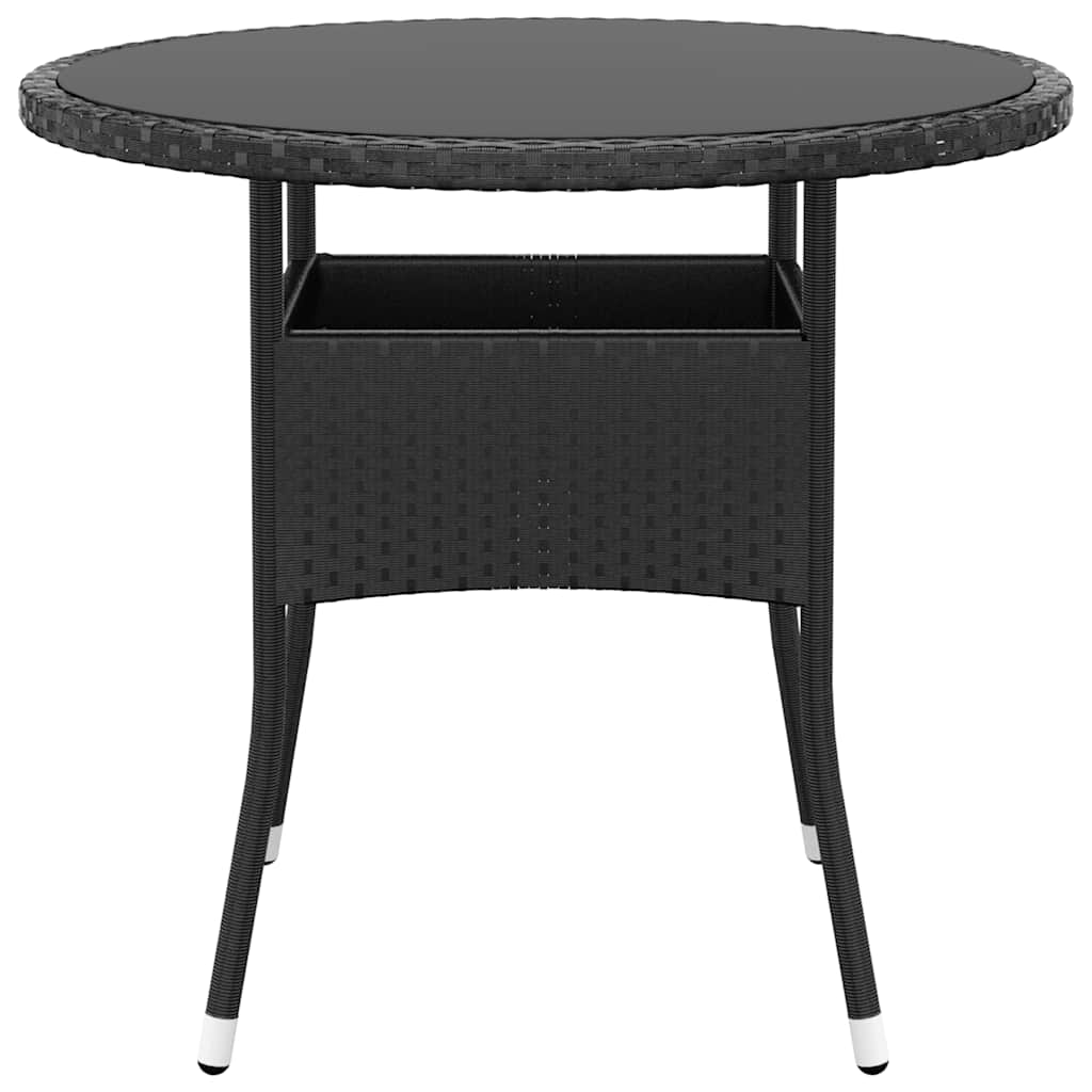 Vrtni stol Ø 80 x 75 cm od kaljenog stakla i poliratana crni