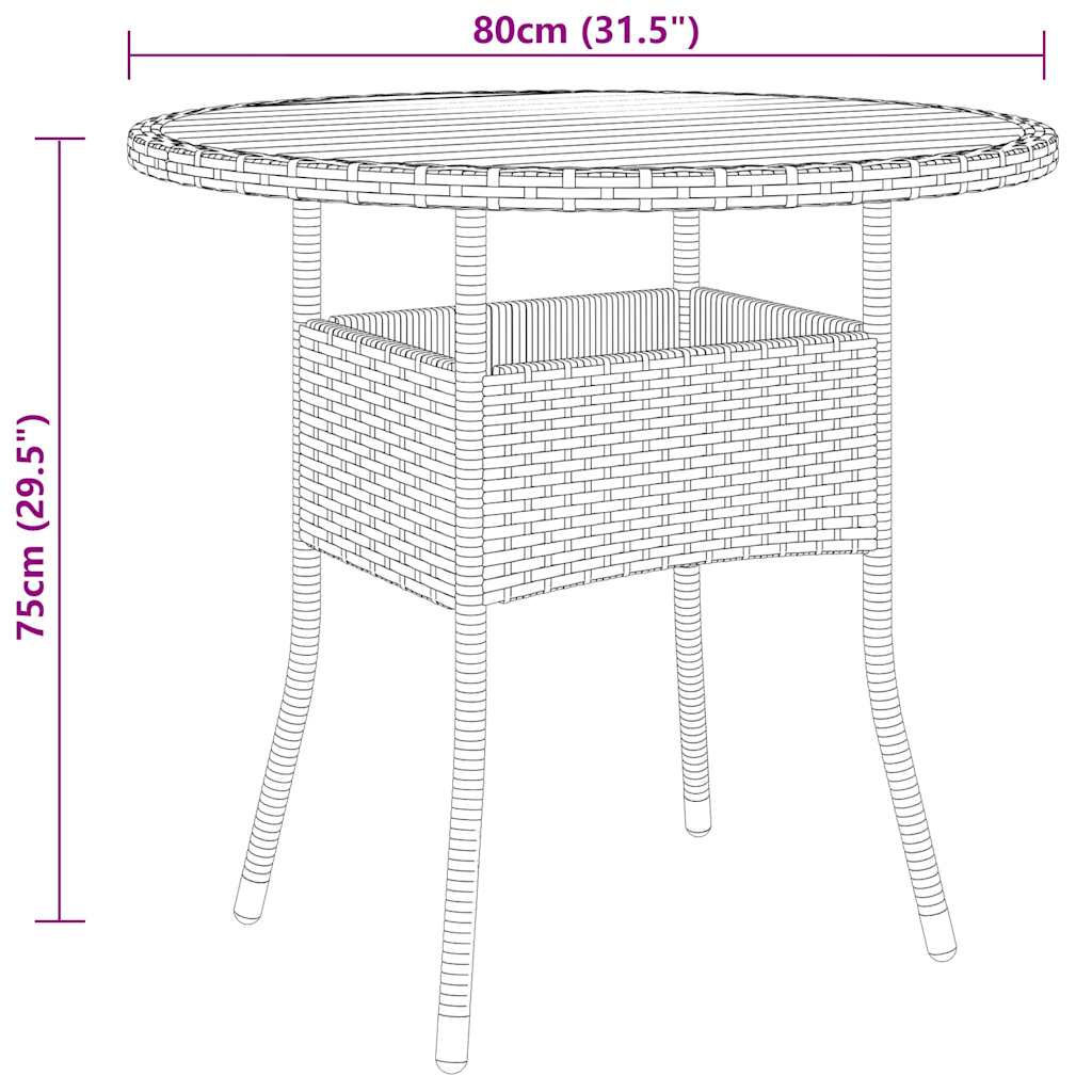 Vrtni stol Ø 80 x 75 cm od bagremovog drva i poliratana crni