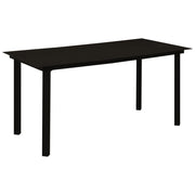 Vrtni blagovaonski stol crni 150 x 80 x 74 cm čelik i staklo