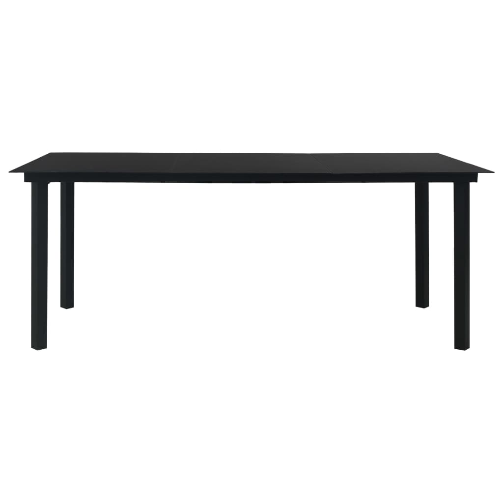 Vrtni blagovaonski stol crni 190 x 90 x 74 cm čelik i staklo