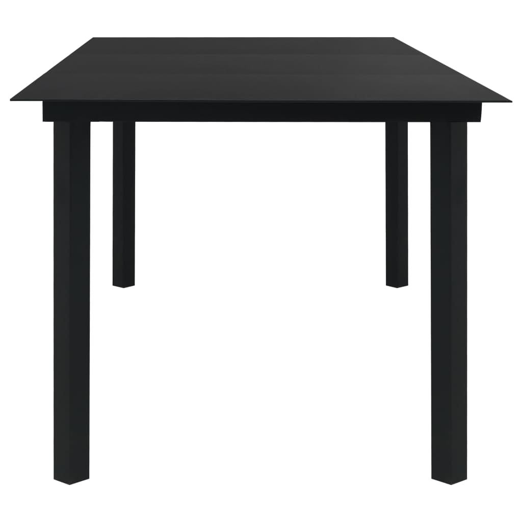 Vrtni blagovaonski stol crni 190 x 90 x 74 cm čelik i staklo