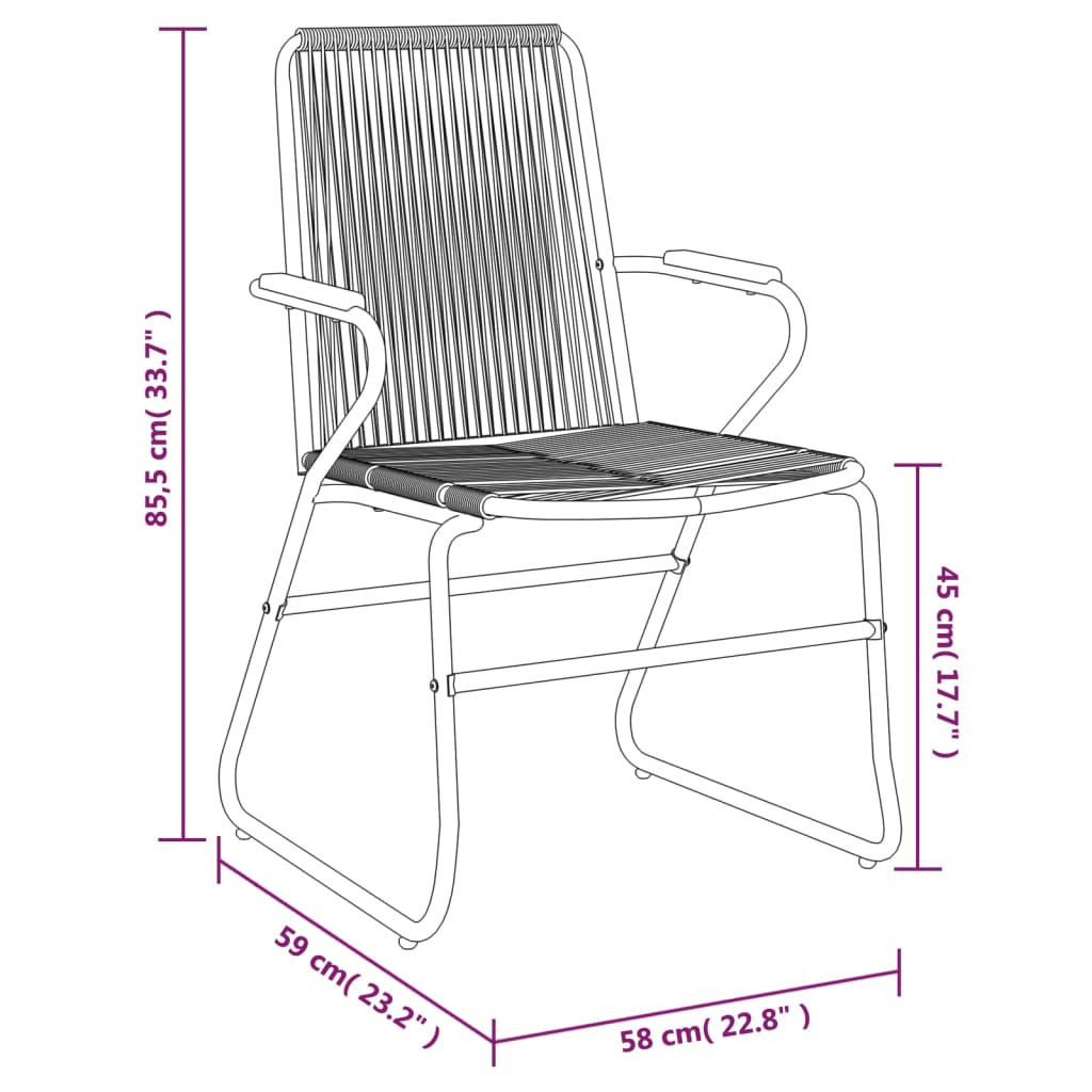 Vrtne stolice 2 kom crne 58 x 59 x 85,5 cm od PVC ratana