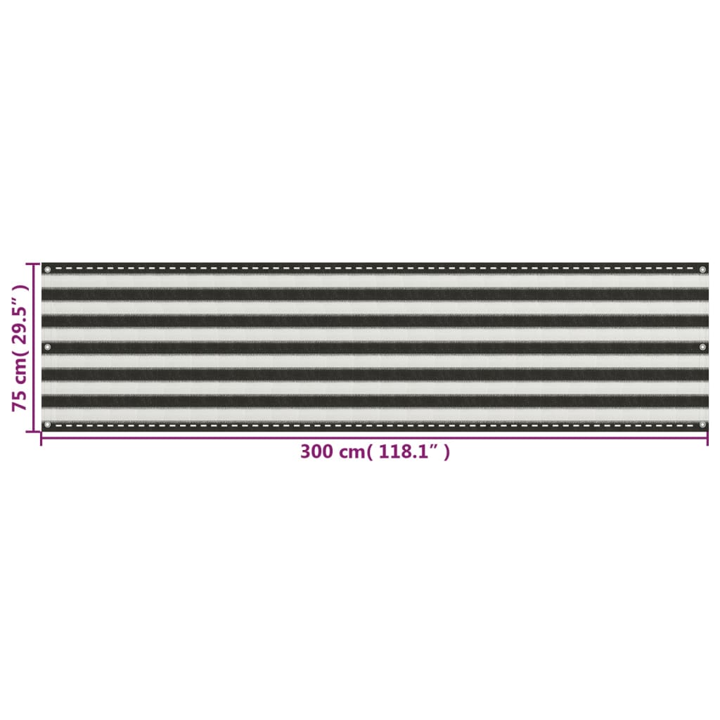 Balkonski zastor HDPE 75 x 300 cm antracit i bijeli