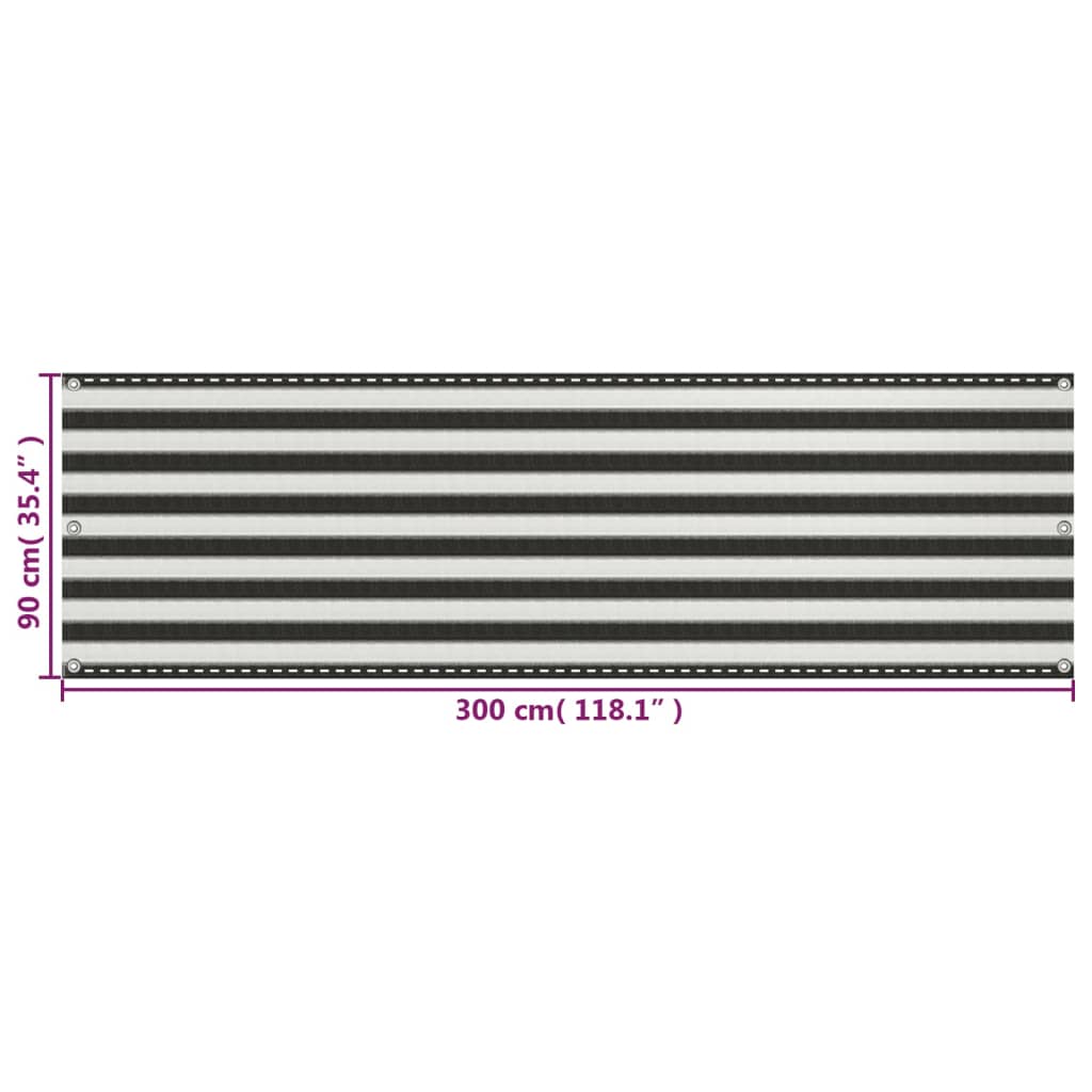 Balkonski zastor HDPE 90 x 300 cm antracit i bijeli