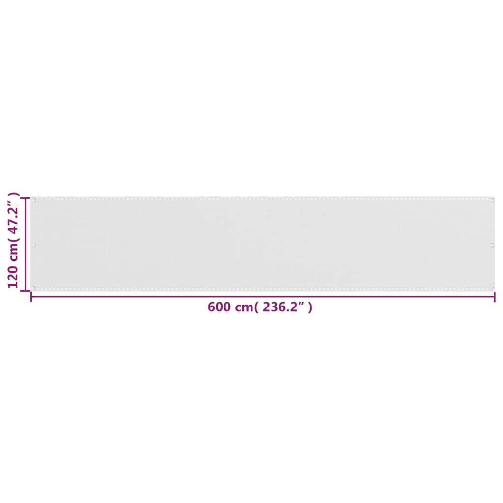Balkonski zastor bijeli 120 x 600 cm HDPE
