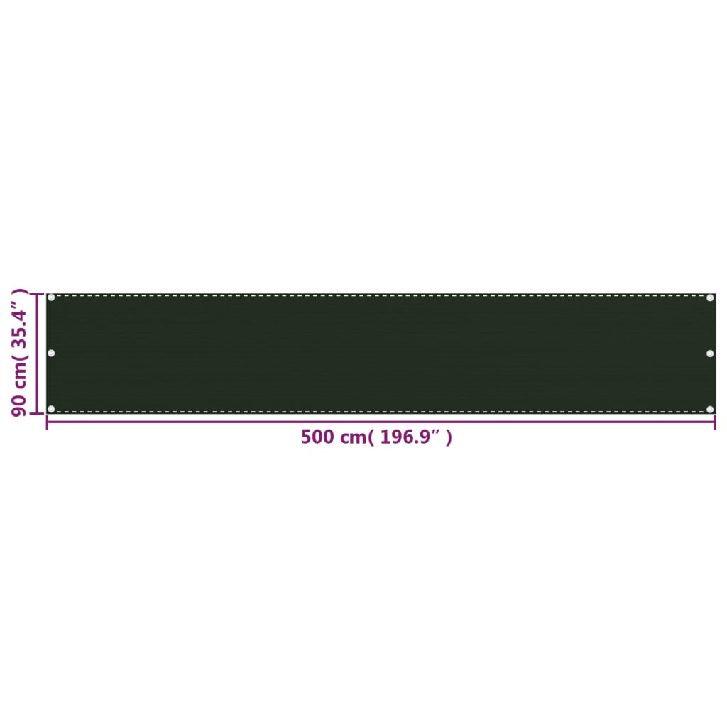 Balkonski zastor tamnozeleni 90 x 500 cm HDPE