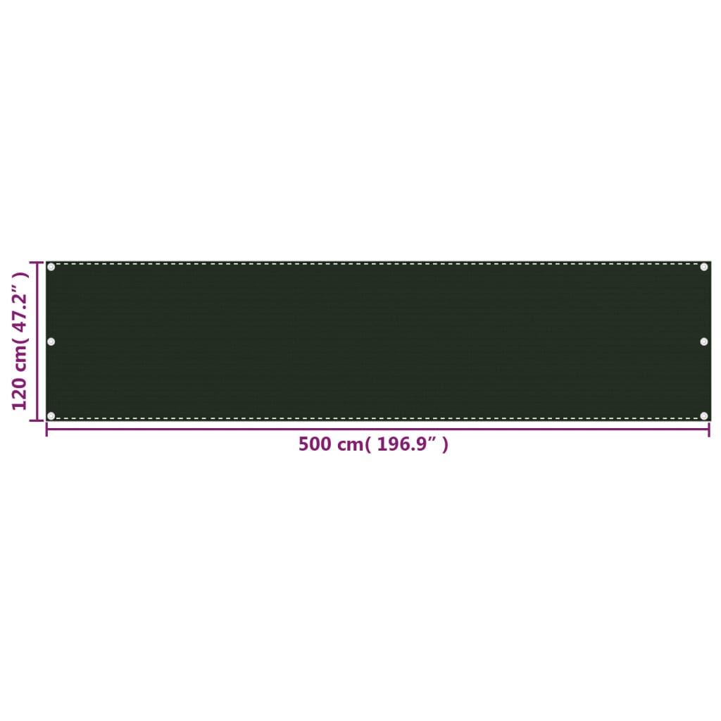 Balkonski zastor tamnozeleni 120 x 500 cm HDPE