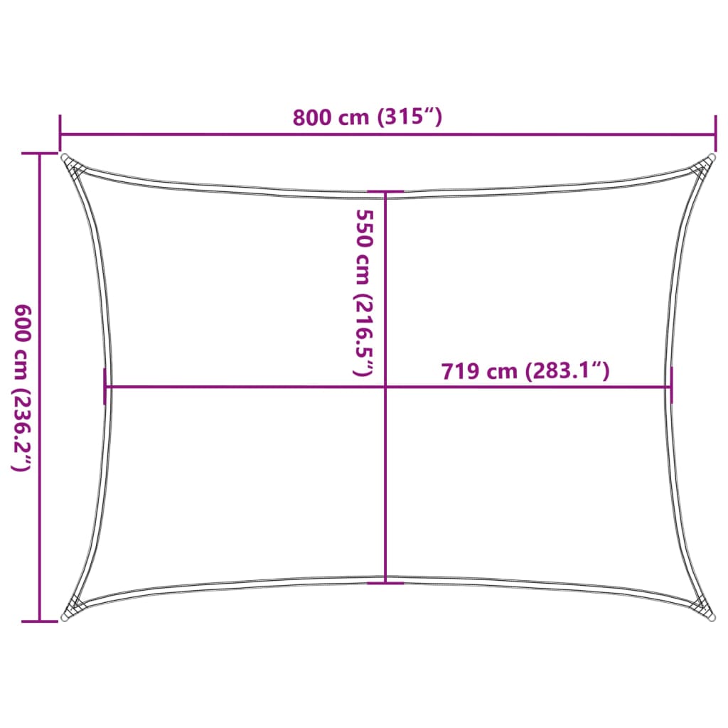 Jedro za zaštitu od sunca 160 g/m² antracit 6 x 8 m HDPE