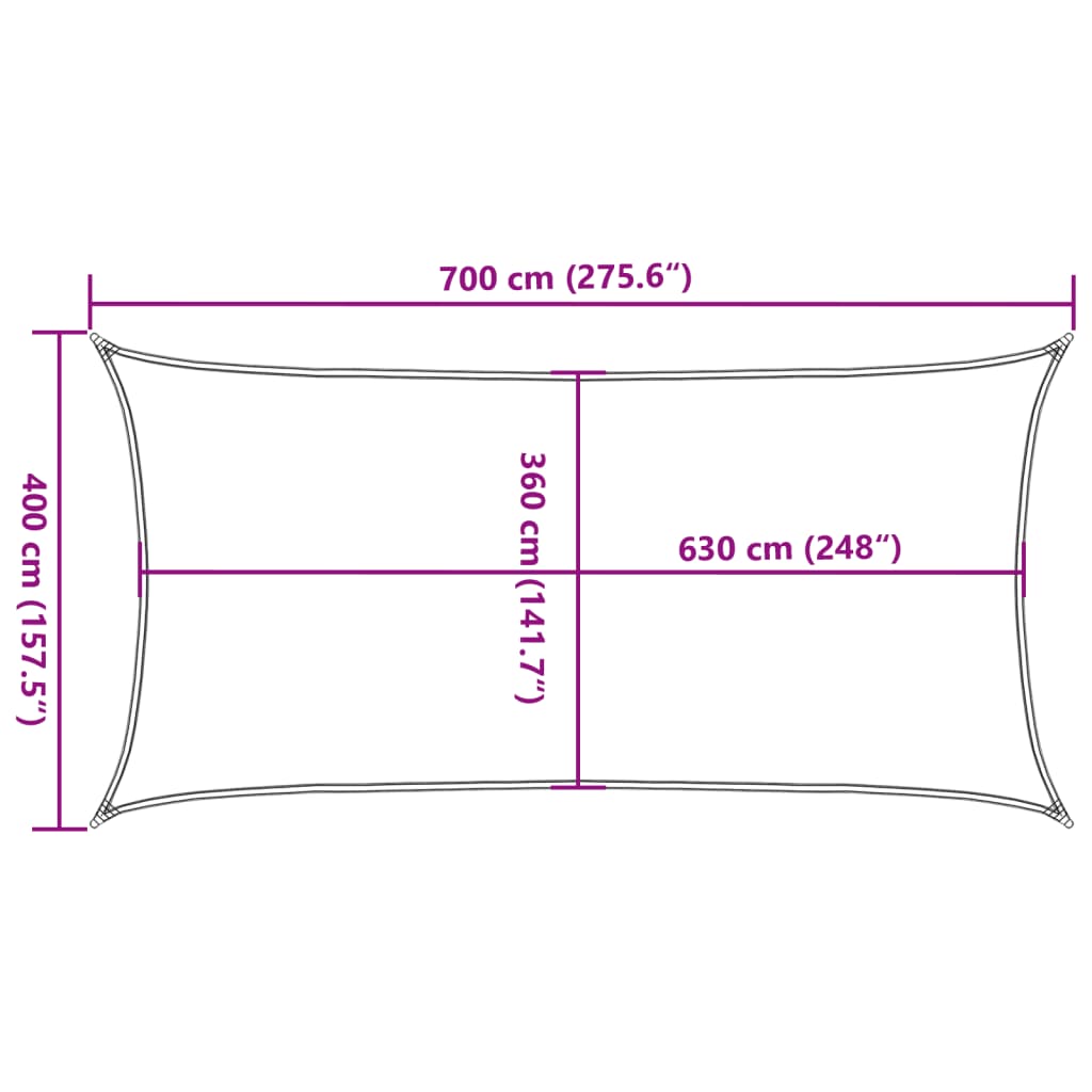 Jedro za zaštitu od sunca 160 g/m² svjetlozeleno 4 x 7 m HDPE