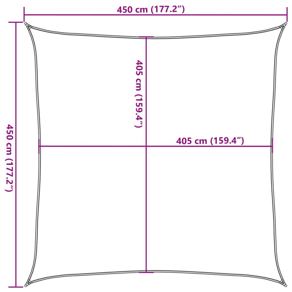Jedro za zaštitu od sunca 160 g/m² terakota 4,5x4,5 m HDPE
