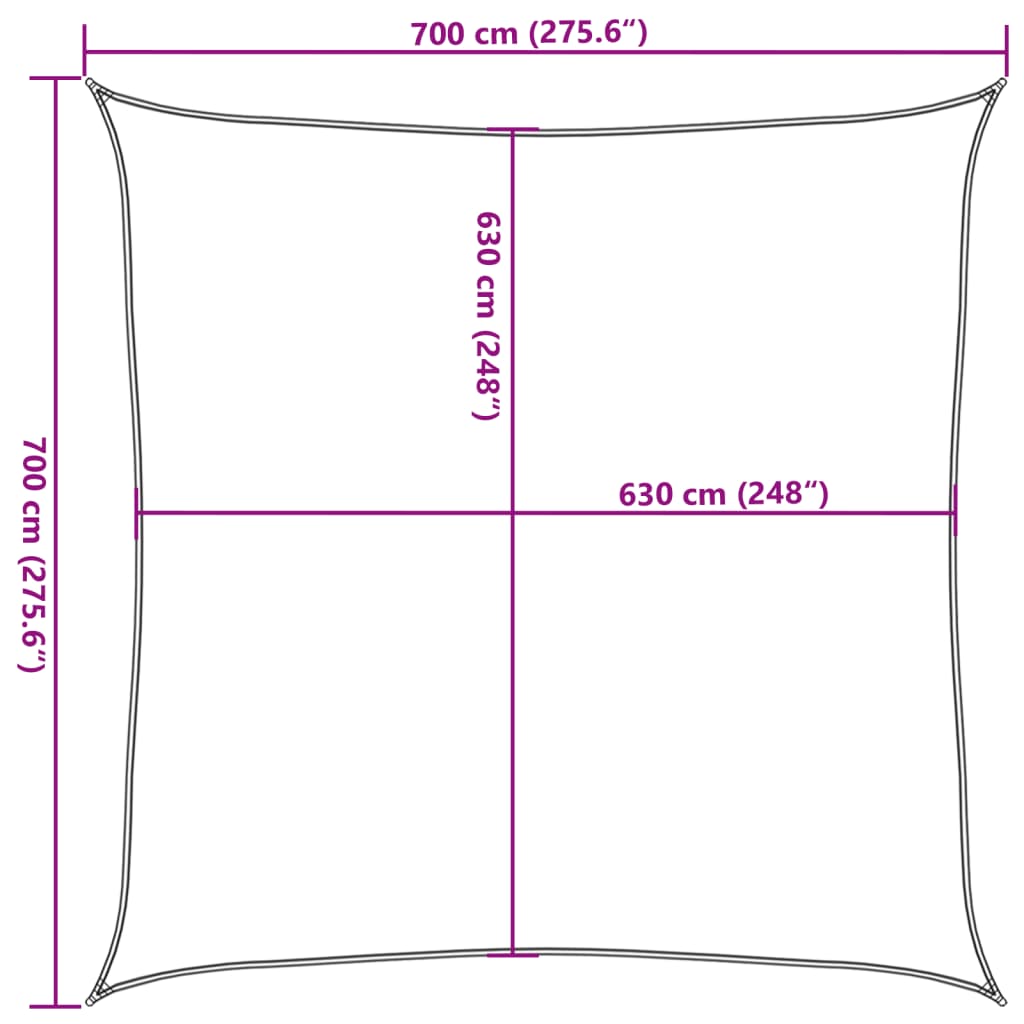 Jedro za zaštitu od sunca 160 g/m² terakota 7 x 7 m HDPE
