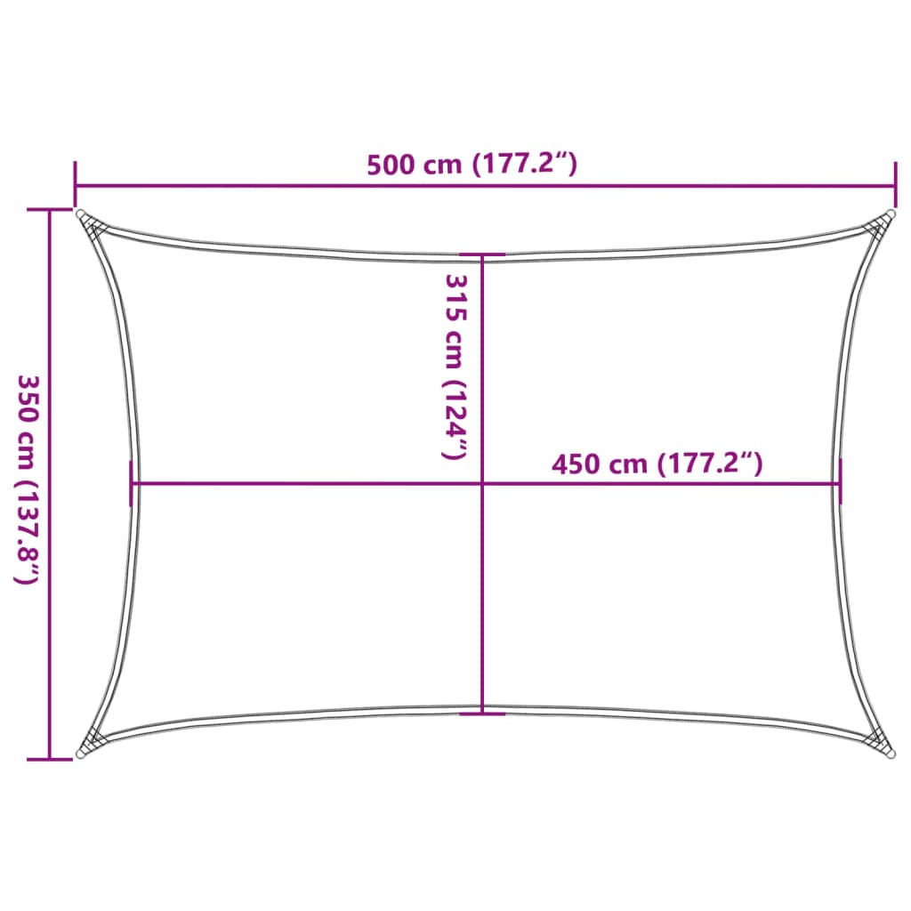 Jedro za zaštitu od sunca 160 g/m² tamnozeleno 3,5 x 5 m HDPE