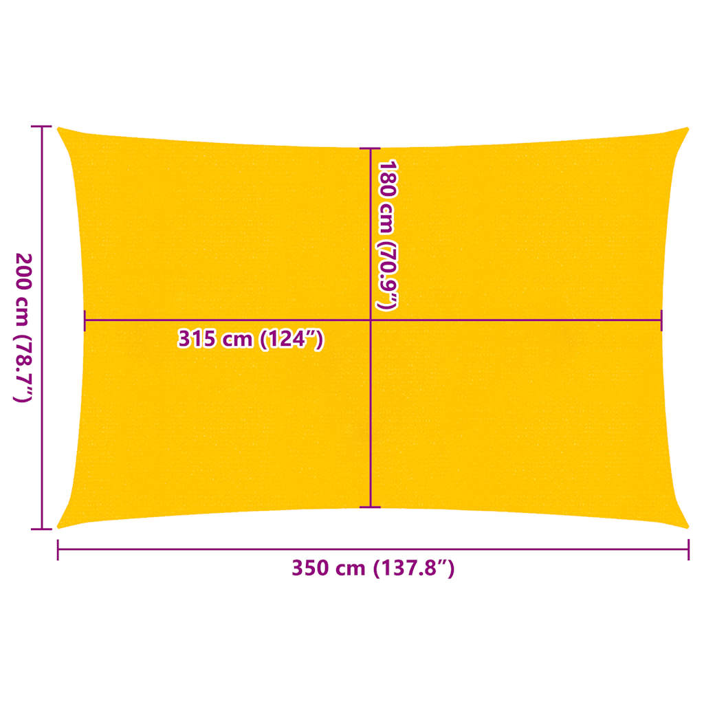 Jedro za zaštitu od sunca 160 g/m² pravokutno žuto 2x3,5 m HDPE
