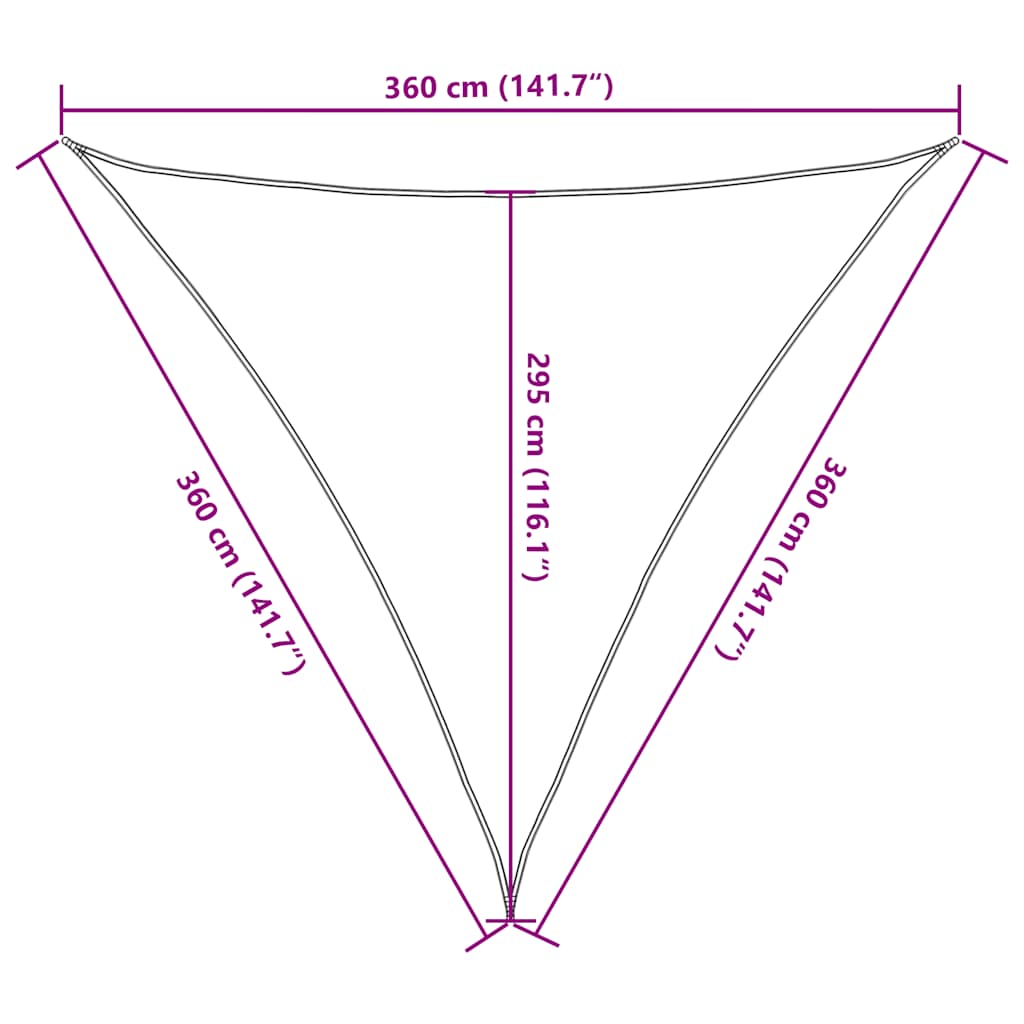 Jedro za zaštitu od sunca 160 g/m² žuto 3,6 x 3,6 x 3,6 m HDPE