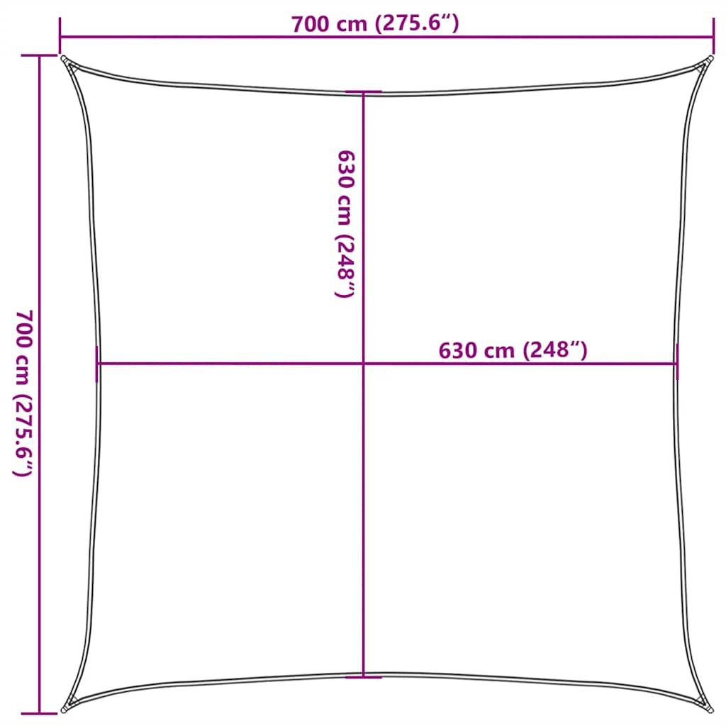 Jedro za zaštitu od sunca 160 g/m² crveno 7 x 7 m HDPE
