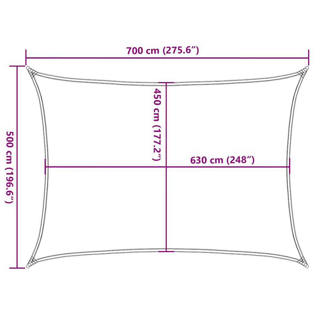Jedro za zaštitu od sunca 160 g/m² crveno 5 x 7 m HDPE