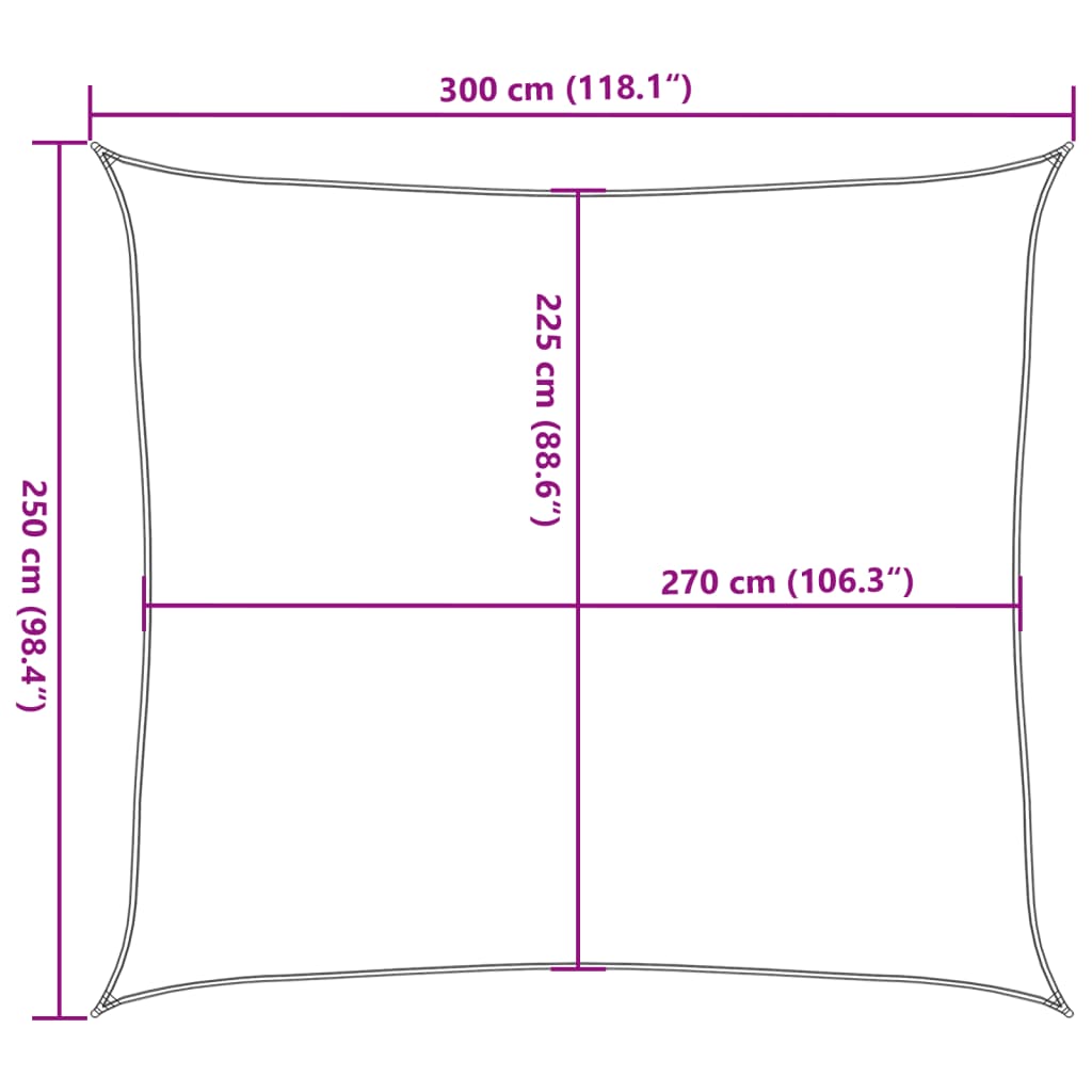 Jedro za zaštitu od sunca 160 g/m² narančasto 2,5 x 3 m HDPE