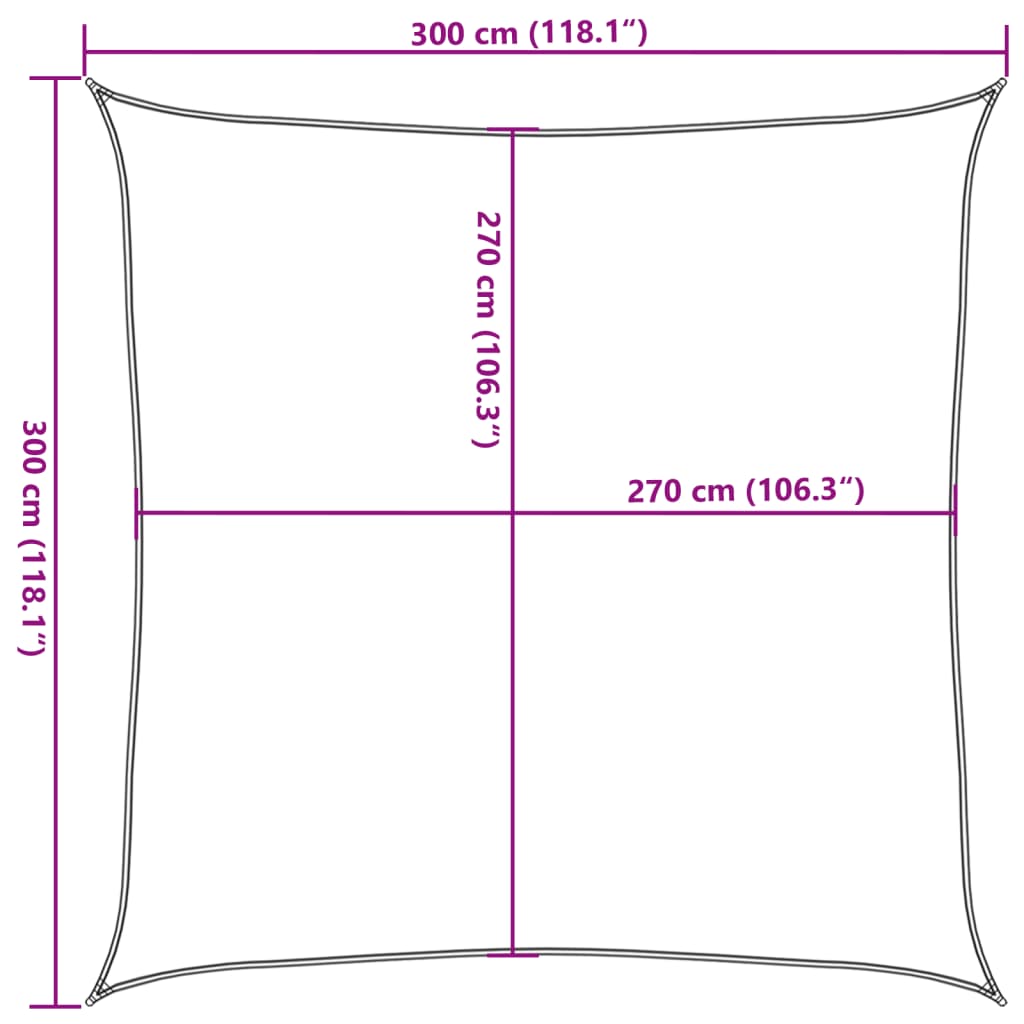 Jedro za zaštitu od sunca 160 g/m² crno 3 x 3 m HDPE