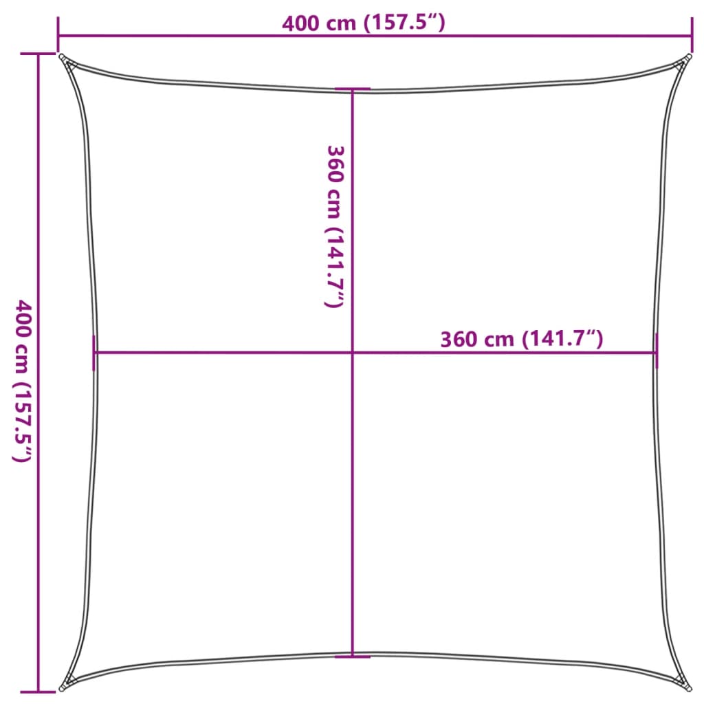 Jedro za zaštitu od sunca 160 g/m² crno 4 x 4 m HDPE