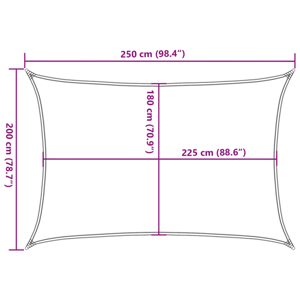 Jedro za zaštitu od sunca 160 g/m² crno 2 x 2,5 m HDPE