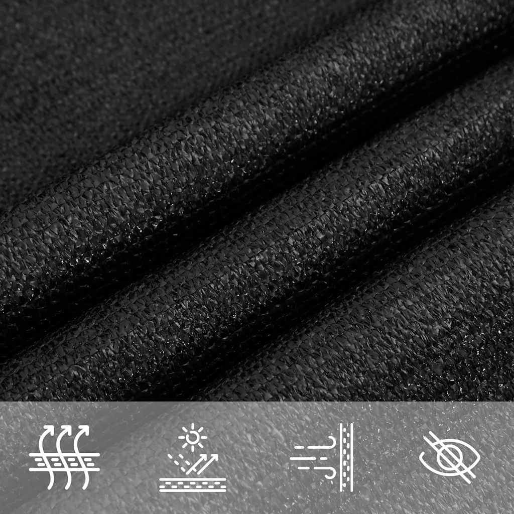 Jedro za zaštitu od sunca 160 g/m² crno 4,5 x 4,5 x 4,5 m HDPE