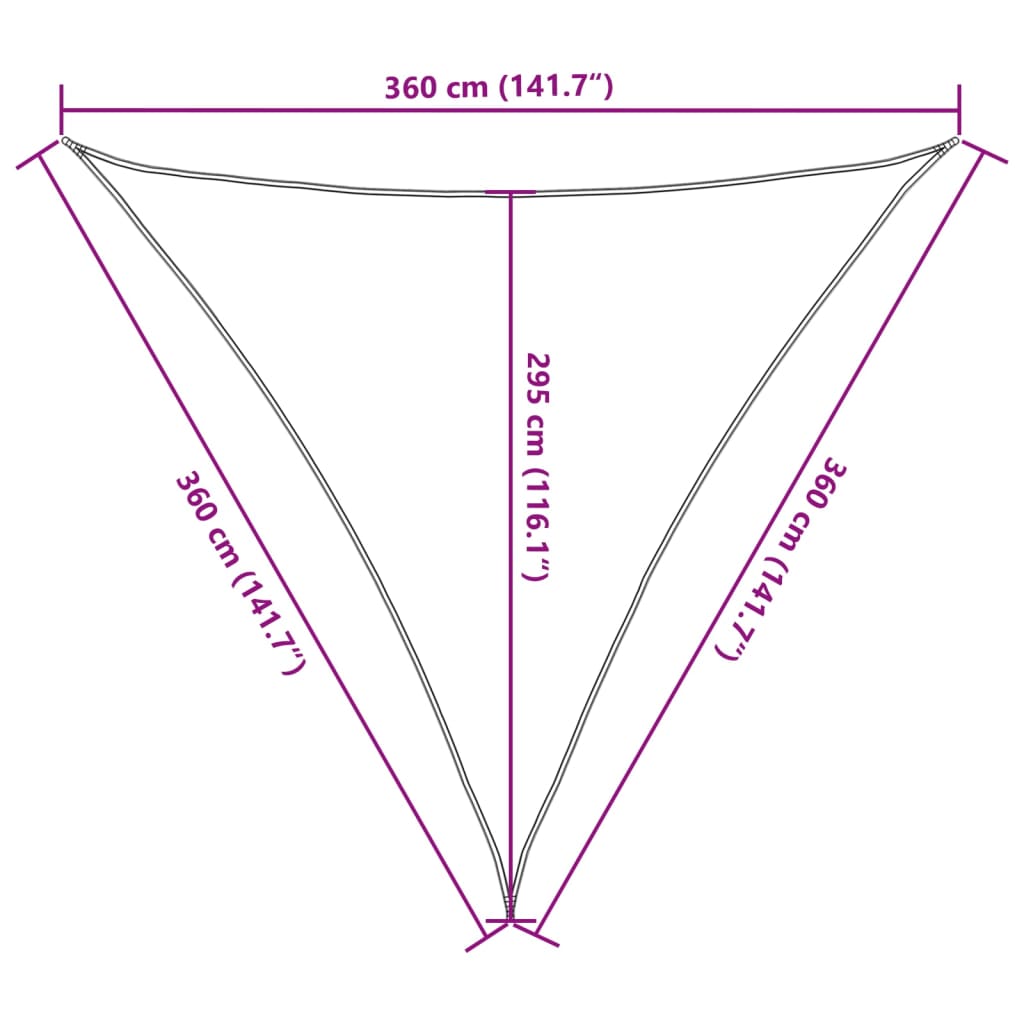 Jedro za zaštitu od sunca 160 g/m² smeđe 3,6 x 3,6 x 3,6 m HDPE