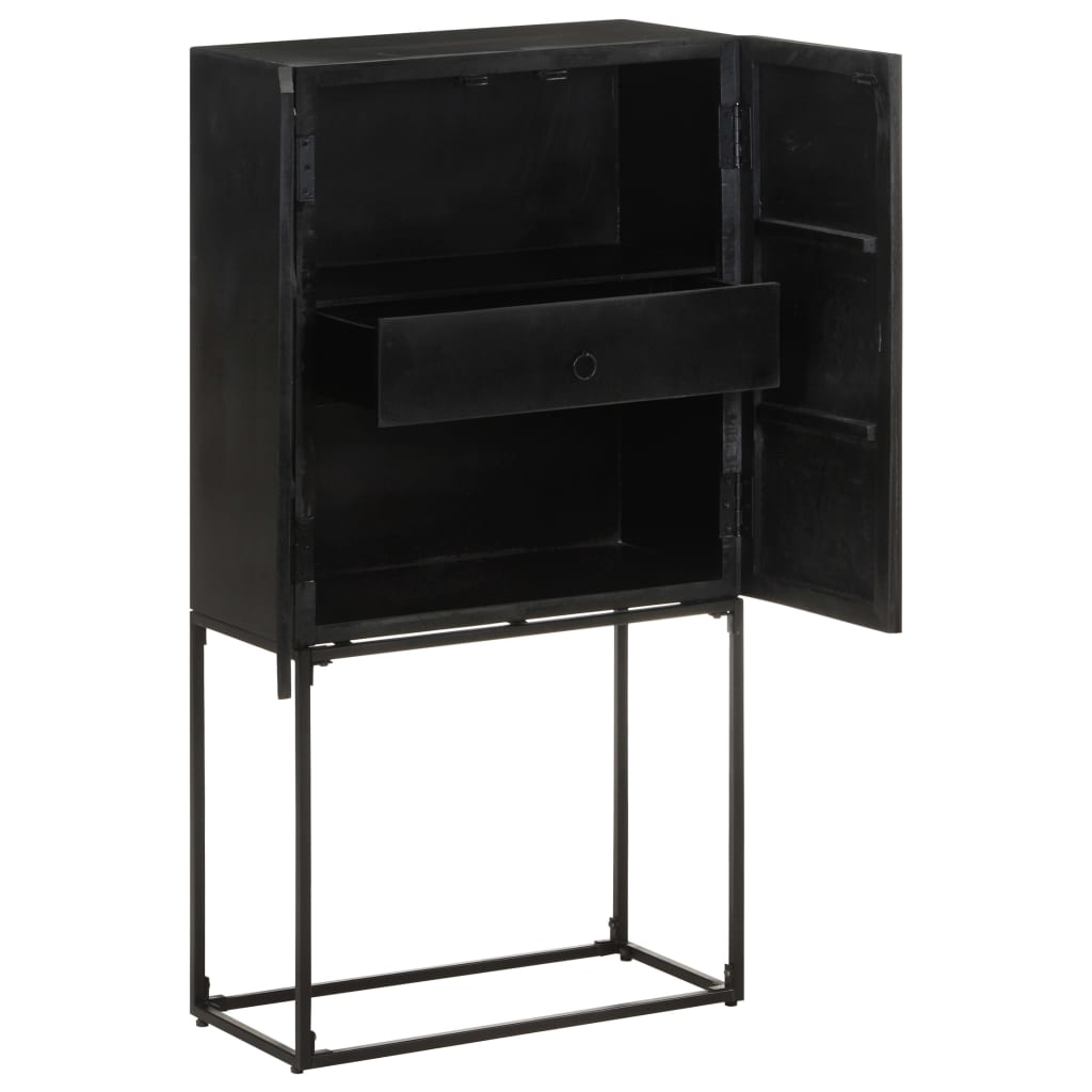 Komoda crna 60 x 30 x 120 cm od masivnog drva bagrema i manga