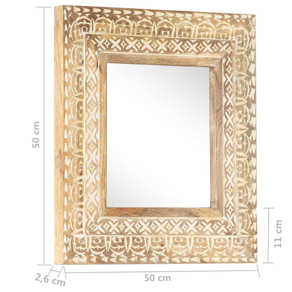 Ručno izrezbareno ogledalo 50 x 50 x 2,6 cm masivno drvo manga